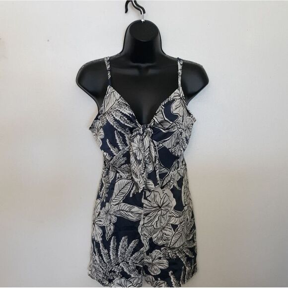 Promesa blue/white silky romper - Picture 1 of 5